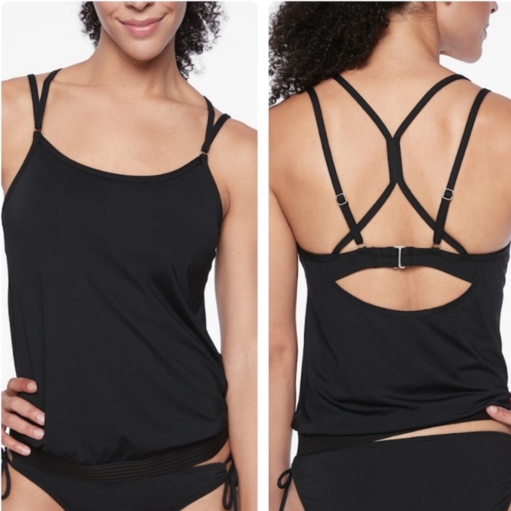 ATHLETA Cross Back Blousy Tankini 34D 34DD New